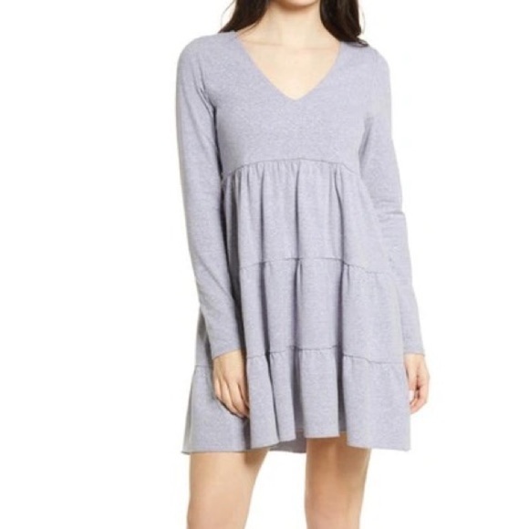 NWT BP. Nordstrom Tiered Long Sleeve Knit Dress Size large Blue Forever - Picture 1 of 8